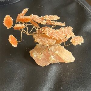Peach Orange Crystal Gemstone Tree Sculpture